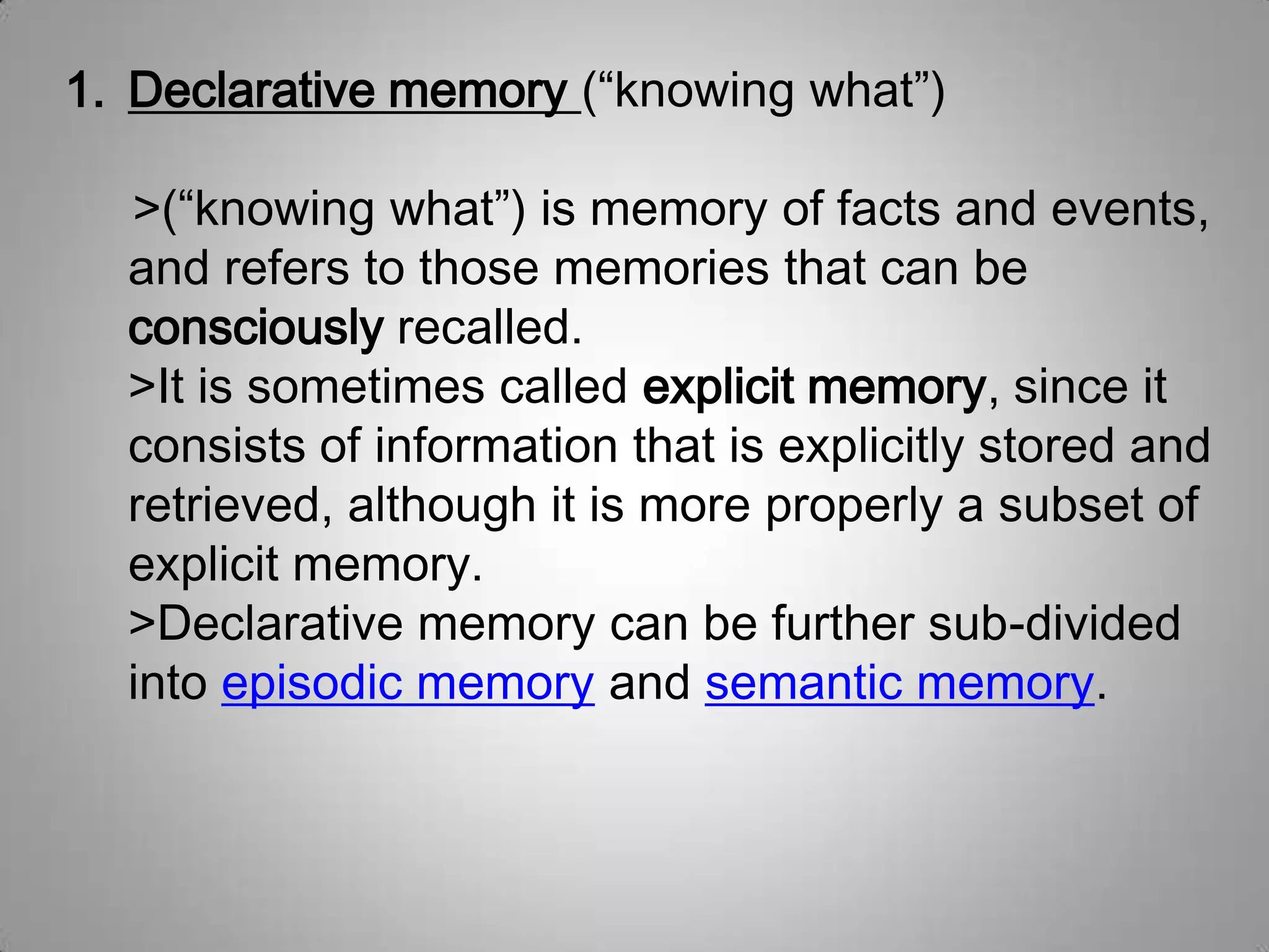 Human Memory (Psychology) PPT