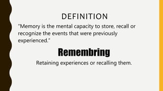 Memory and Types - Psychology | PPTX