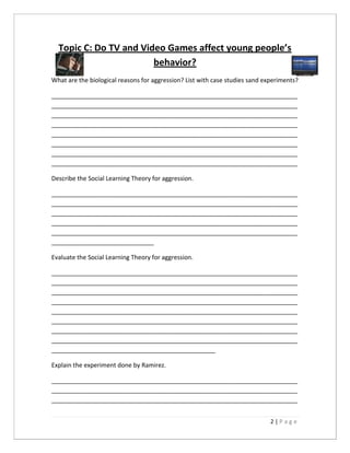 Psychology IGCSE Questions