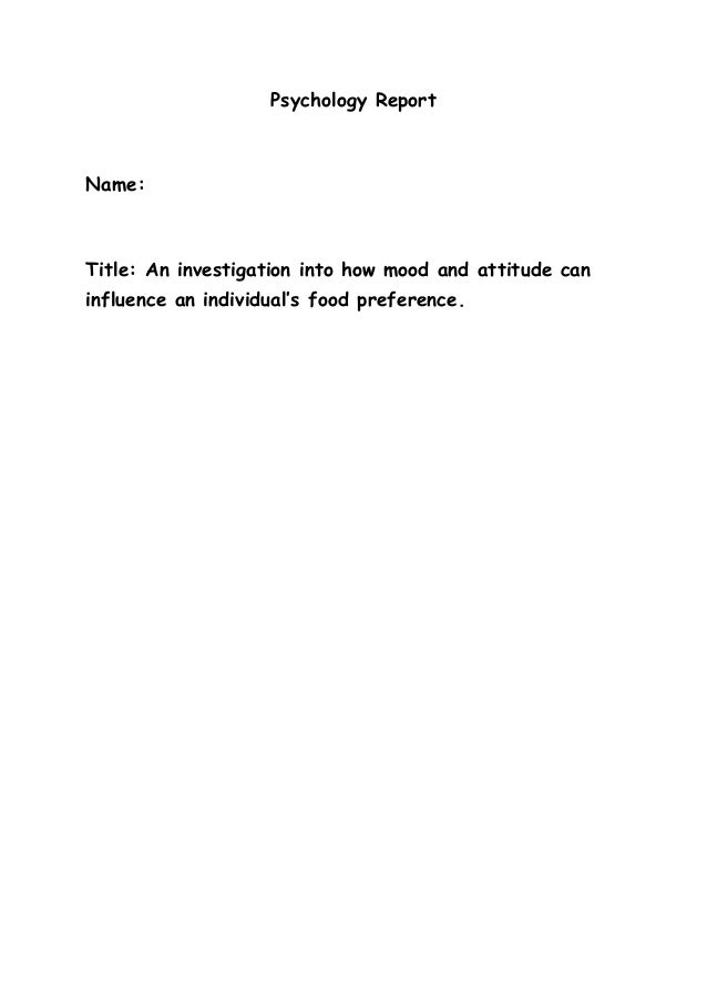 psychology report template psychology cover page