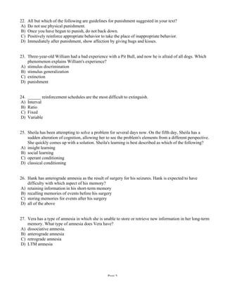 Psychology Take Home Exam Chapter 5 And 6 | PDF
