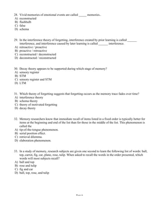 Psychology Take Home Exam Chapter 5 And 6 | PDF