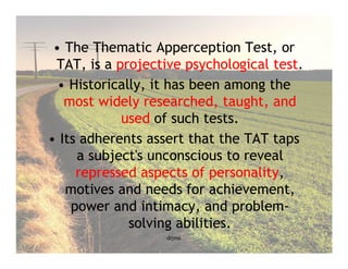 Projective Rests Tat Psychometric assessment.drjma | PDF