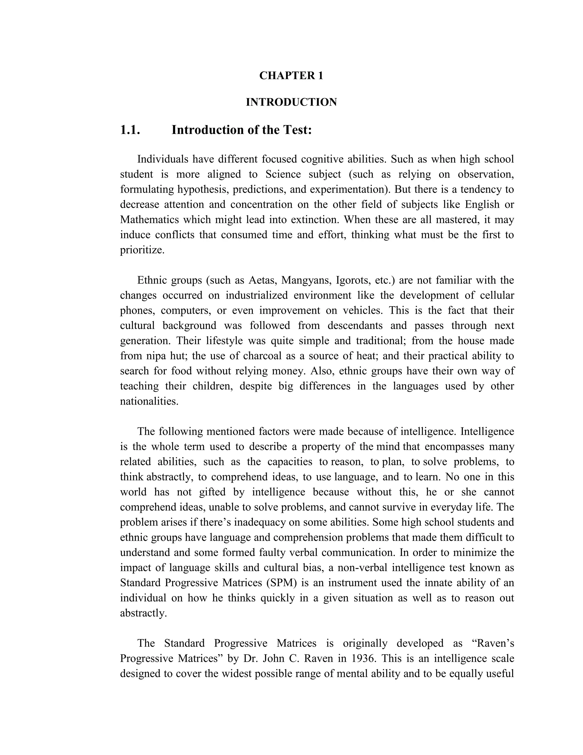 CHAPTER 1<br />INTRODUCTION<br />Introduction of the Test: