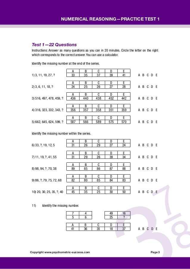 Psychometric success numerical ability reasoning practice test 1