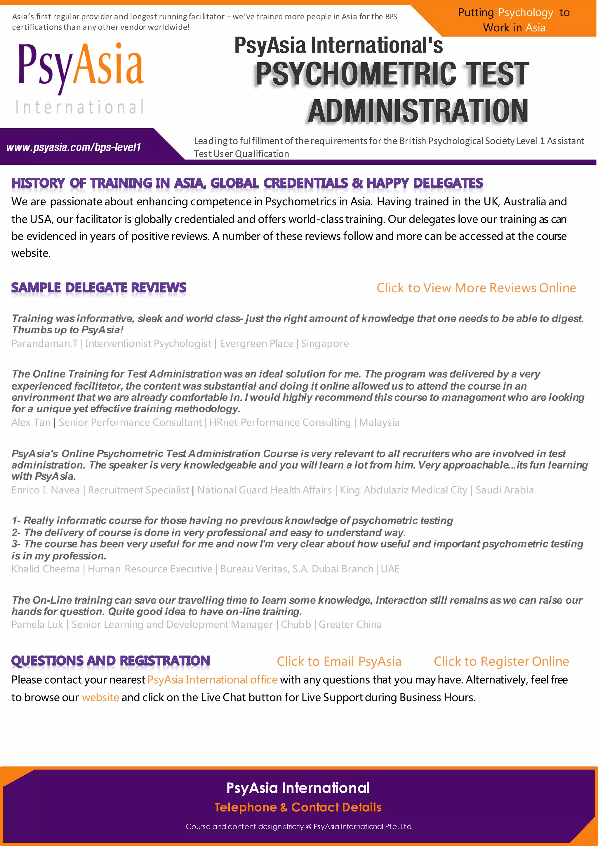 Psychometric test administration course bps level 1 | PDF