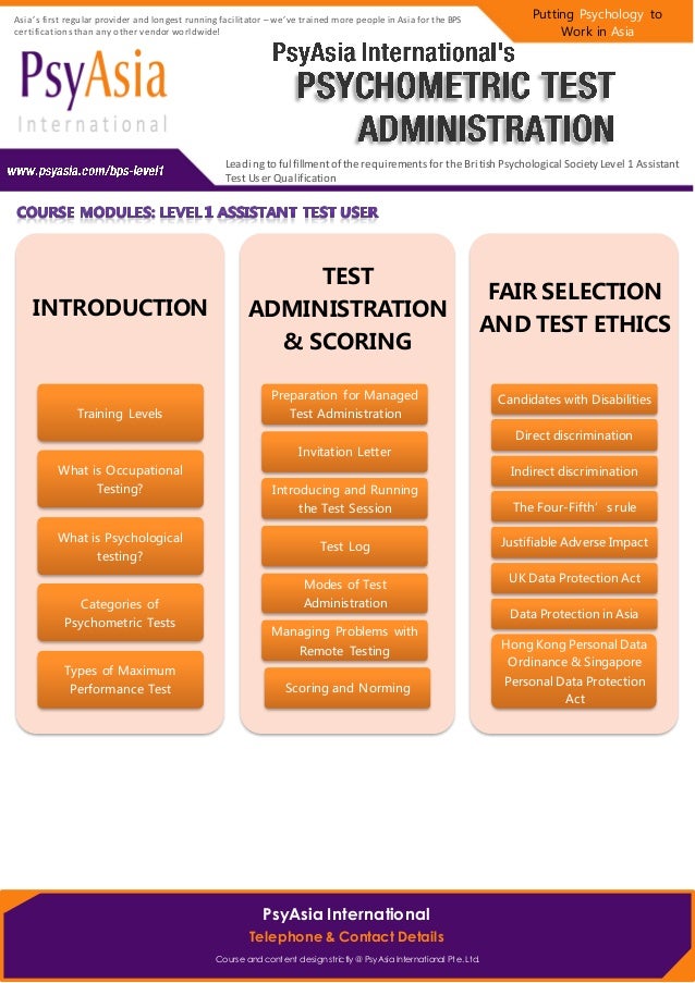 Psychometric test administration course bps level 1