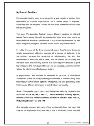 Psychometric Testing