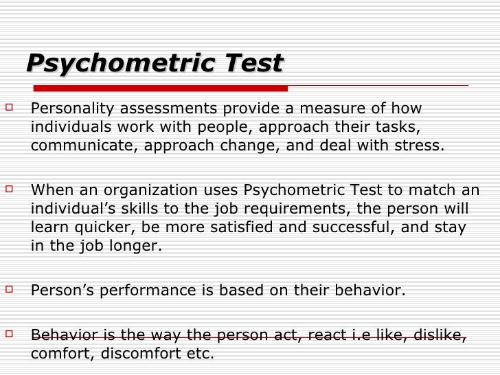 Psychometric Test to understand Behavior