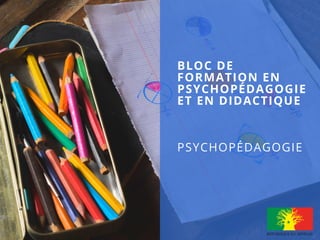 BLOC DE
FORMATION EN
PSYCHOPÉDAGOGIE
ET EN DIDACTIQUE
PSYCHOPÉDAGOGIE
 