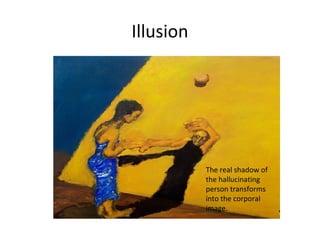 The real shadow of
the hallucinating
person transforms
into the corporal
image.

 