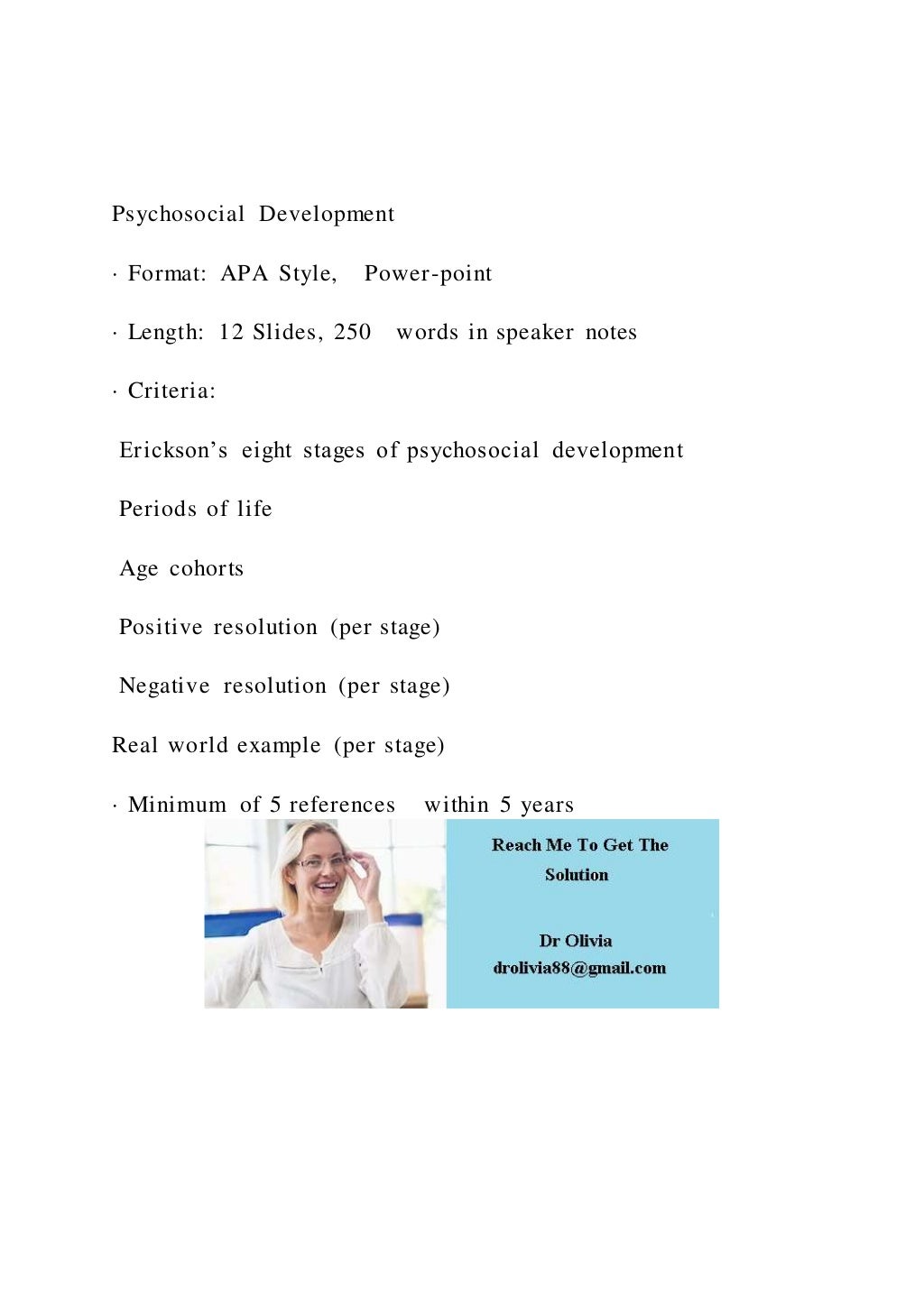 Psychosocial Development · Format APA Style, Power-point | DOCX