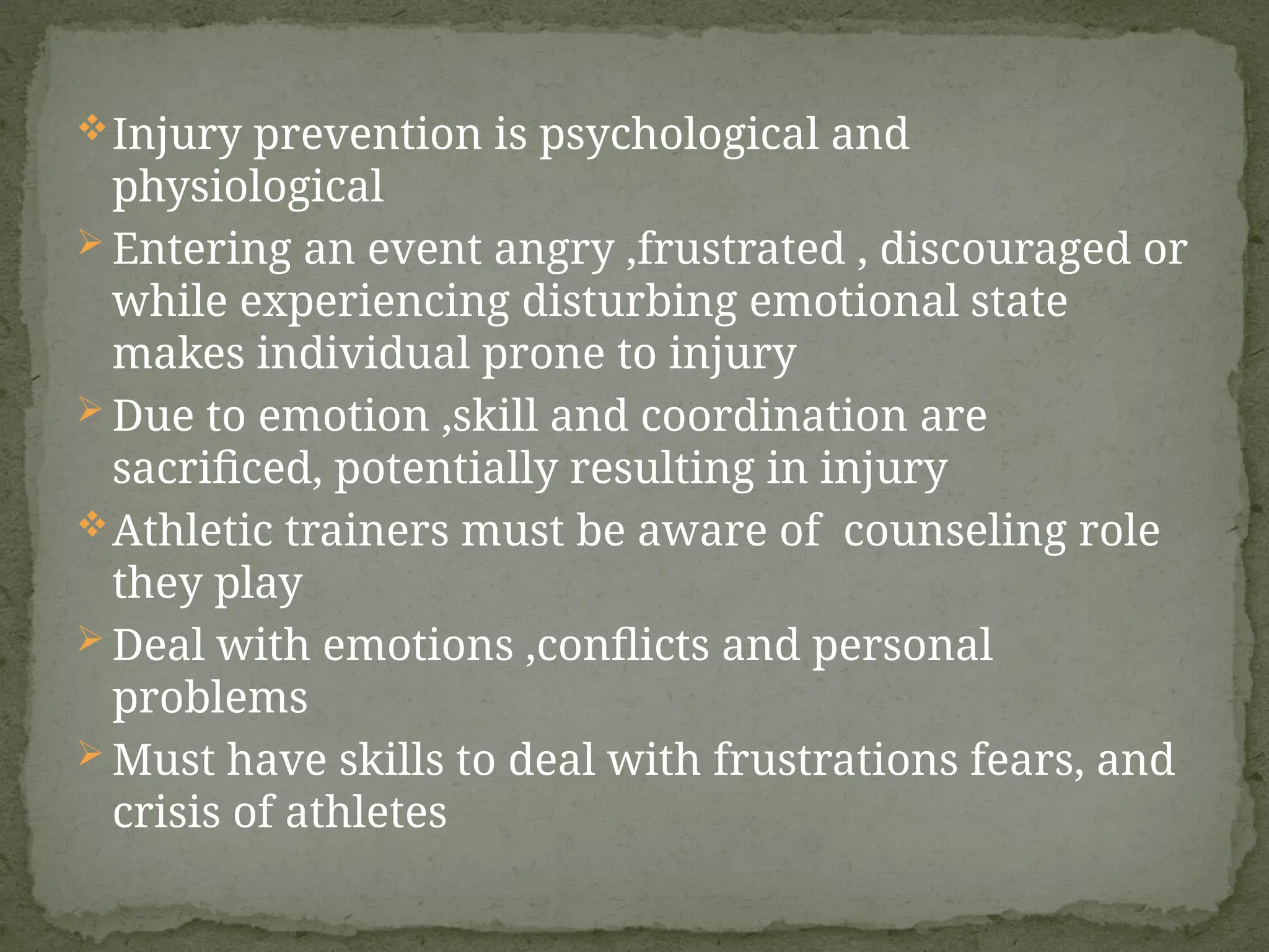 PSYCHOSOCIAL DIMENSIONS OF SPORTS INJURY AND PSYCHOSOCIAL INTERVENTION ...