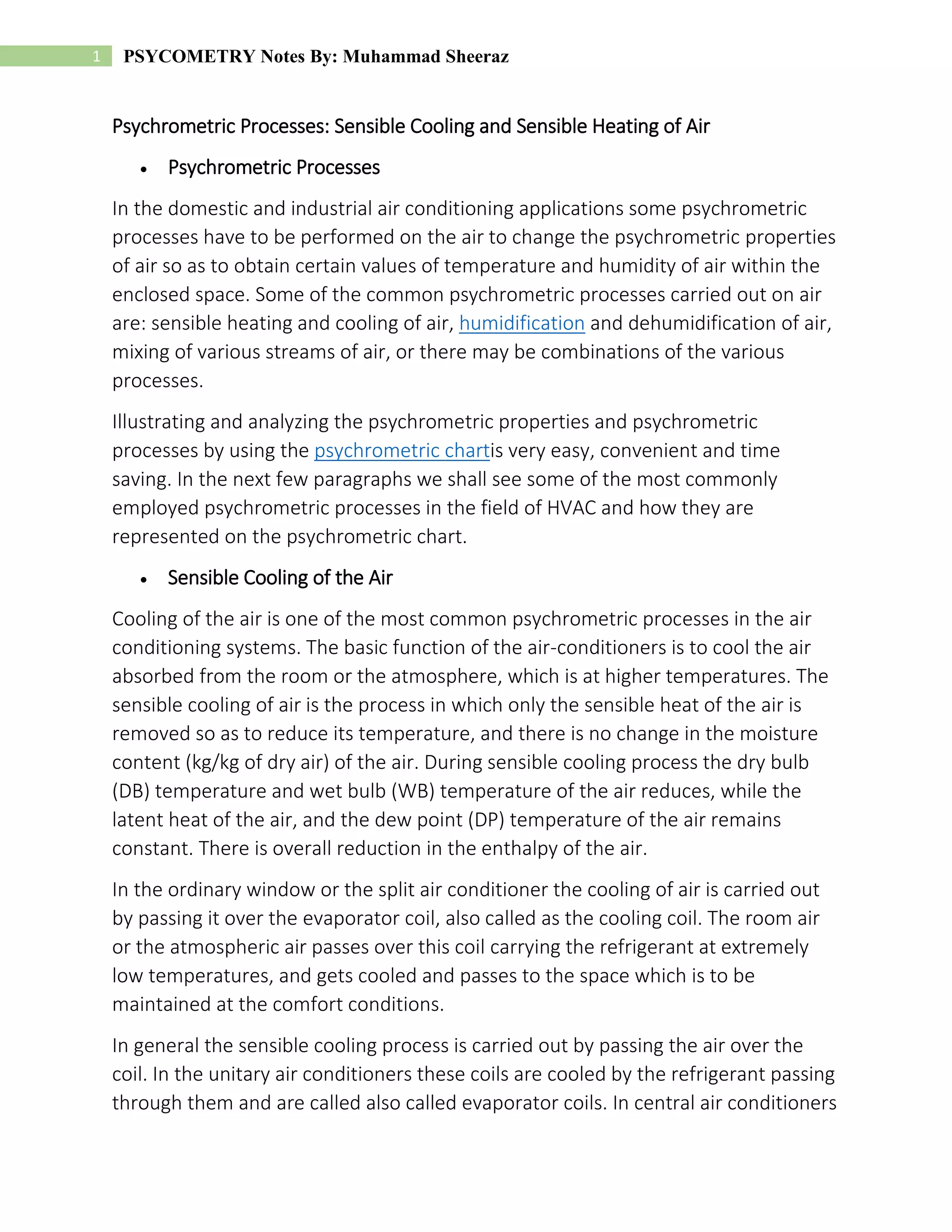 Psychrometric processes | PDF
