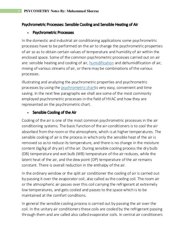 Psychrometric Processes