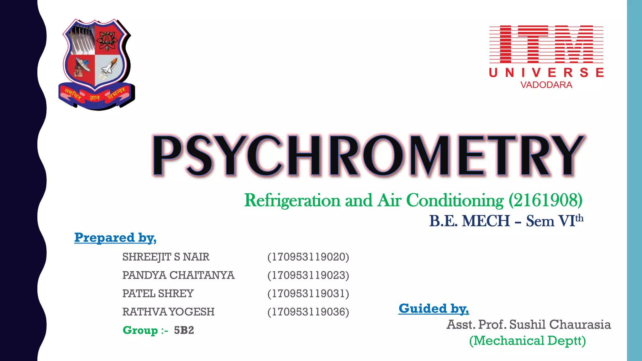 Psychrometry ala rac gtu sem 6th Refrigeration and Air conditioning PPT