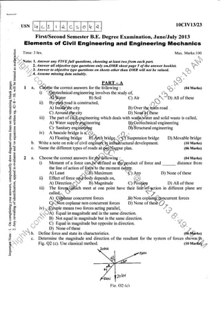 Physics sycle question papers july 2013 (1st Year BE)