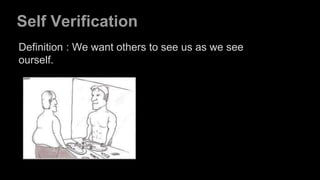 Self Verification
Definition : We want others to see us as we see
ourself.
 