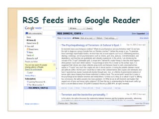 RSS feeds into Google Reader
 