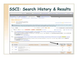 SSCI: Search History & Results
 