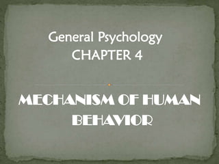 General Psychology
CHAPTER 4

MECHANISM OF HUMAN
BEHAVIOR

 