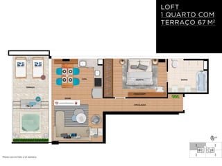 LOFT
1 QUARTO COM
TERRAÇO 67 M2
22032202
22042201N
*Planta com kit hidro e kit banheira.
 