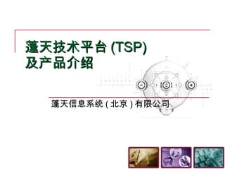 蓬天技术平台 (TSP) 及产品介绍 蓬天信息系统 ( 北京 ) 有限公司 