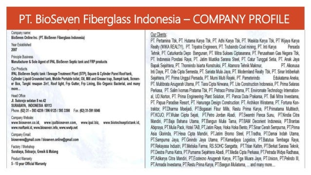 PT. BioSeven Fiberglass Indonesia – COMPANY PROFILE
 