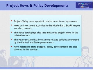 Projects Today is a subscription based website providing information on ...