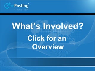 What’s Involved?
   Click for an
    Overview
 