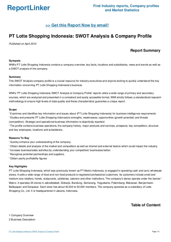 PT Lotte Shopping Indonesia: SWOT Analysis & Company Profile