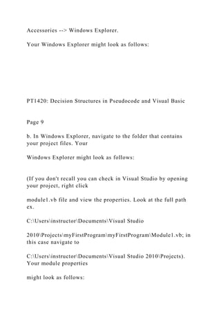PT1420 Decision Structures in Pseudocode and Visual Basic .docx