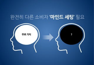 무료 가치 ?
완전히 다른 소비자 ‘마인드 세팅’ 필요
 