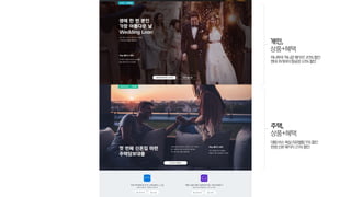 개인,
상품+혜택
주택,
상품+혜택
하나투어‘허니문패키지’20%할인
현대프리비아항공권10%할인
대림바스욕실리모델링5%할인
한샘신혼패키지15%할인
 