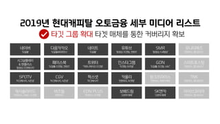 네이버
‘도달율’
다음카카오
‘도달율&퍼포먼스’
네이트
‘도달율’
유튜브
‘동영상, 타겟팅, 컨텐츠’
SMR
‘동영상, Full영상’
시그널플레이
& 맨플러스
‘동영상, 타겟메시지’
페이스북
‘도달률, 타겟팅, 컨텐츠’
트위터
‘커뮤니케이션, 타깃팅’
인스타그램
‘타겟팅, 비주얼’
SPOTV
‘타깃메시지, 시즌성’
CGV
‘타깃메시지, 시즌성’
팍스넷
‘타깃메시지’
카울리
‘전환유도, 타겟팅’
링크프라이스
‘전환유도, 제휴마케팅’
캐시슬라이드
‘전환유도, 리워드, 타겟팅’
버즈빌
‘전환유도’
EDN PLUS
‘퍼포먼스, 타겟팅’
보배드림
‘고관여 매체’
SK엔카
‘고관여 매체’
GDN
‘도달률, 타깃팅, UAC’
유니티애즈
‘전환유도, 앱다운로드’
스마트포스팅
‘전환유도, 앱다운로드’
TNK
‘전환유도, 앱다운로드’
아이브코리아
‘전환유도, 앱다운로드’
 