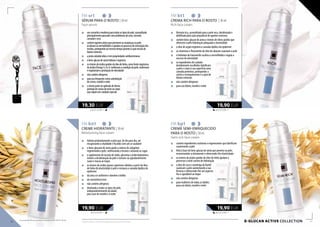 643,33 EUR/1 l
19,30 EUR
663,33 EUR/1 l
19,90 EUR
FM sr1
SÉRUM PARA O ROSTO | 30 ml
Face serum
„„ umcosméticomodernoparatodosostiposdepele,aconselhado
principalmenteparapelecomproblemasdeacne,sensível,
cansadaeseca
„„ contémagentesativosqueprevinemasmudançasnapele,
acalmamasvermelhidõeseajudamnoprocessoderenovaçãodos
tecidos,protegendoaomesmotempoperanteàaçãonocivade
fatoresexternos
„„ apratacoloidalaliviaetempropriedadesantibacterianas
„„ obeta-glucandeaveiahidrataeregenera
„„ osésteresdeácidosgordosdoóleodelinho,comofonteriquíssima
deácidosÓmega3,6e9,melhoramacondiçãodapele,reafirmam
eregularizamaproduçãodeoleosidade
„„ nãocontémalérgenos
„„ parausofrequentecomosubstituição
decreme,manhãenoite
„„ osérumpodeseraplicadodeforma
pontualemzonasdorostooucorpo
queexijamumcuidadoespecial
663,33 EUR/1 l
19,90 EUR
663,33 EUR/1 l
19,90 EUR
ß-GLUCAN ACTIVE collection
FM kn1
CREME HIDRATANTE | 30 ml
Moisturising face cream
„„ hidrata profundamente a pele que, de dia para dia, vai
recuperando a vitalidade e ficando com um ar saudável
„„ o beta-glucano de aveia ajuda a síntese do colagénio,
regenerando a pele, melhorando a tensão e alisando as rugas
„„ o suplemento de lactato de sódio, glicerina e ácido hialurónico
evitam a desidratação da pele e tornam-na agradavelmente
suave e macia ao toque
„„ os ésteres de ácidos graxos superiores obtidos a partir do óleo
de linho dá elasticidade à pele e restaura a camada lipídica da
epiderme
„„ dá uma cor uniforme e devolve o brilho
„„ de consistência leve
„„ não contém alérgenos
„„ destinado a todos os tipos de pele,
independentemente da idade;
para usar de manhã e à noite
FM kt1
CREMA RICH PARA O ROSTO | 30 ml
Rich face cream
„„ fórmula rica, aconselhado para a pele seca, desidratada e
debilitada pela ação prejudicial de agentes externos
„„ contém beta-glucan de aveia e ésteres de óleos gordos que
oferecem à pele hidratação adequada e elasticidade
„„ o óleo de argão regenera a camada lipídica da epiderme
„„ as vitaminas e fitoesteróis de óleo de abacate suavizam a pele
„„ o hidrolato de hamamélis acalma a vermelhidão e regula o
excesso de oleosidade
„„ os ingredientes de cuidado
devidamente escolhidos lubrificam
a pele e criam à sua superfície uma
camada protetora, protegendo-a
contra o ressequimento e a ação de
fatores externos
„„ não contém alérgenos
„„ para uso diário, manhã e noite
FM kp1
CREME SEMI-ENRIQUECIDO
PARA O ROSTO | 30 ml
Semi-rich face cream
„„ contém ingredientes nutritivos e regenerantes que lubrificam
suavemente a pele
„„ feito à base de beta-glucan de aveia que penetra na pele,
reconstruindo-a ativamente e oferecendo-lhe elasticidade
„„ os ésteres de ácidos gordos de óleo de linho ajudam a
preservar o nível correto de hidratação
„„ o óleo de coco e manteiga de Karité
suavizam a pele aumentando a sua
firmeza e oferecendo-lhe um aspecto
liso e agradável ao toque
„„ não contém alérgenos
„„ para mulheres de todas as idades:
para uso diário, manhã e noite
Pode escolher o cosmético adequado graças as amostras.50 51
Os produtos FM são produtos originais do FM GROUP World.
 