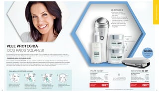 1
30sec.
2 30sec.3 4
CHEGOU A HORA DE CUIDAR DE SI!
Grátis
ESTOJO DE
VIAGEM
Como aplicar o Kit ZEITGARD Anti-Idade:
*Estudo Dermatest com 40 participantes, em Julho e Agosto de 2015
SIE SPAREN IM SET
Kit Restruturante 		
Anti-idade	71007
ZEITGARD 2	 299,90 €
Sérum para os olhos	 83,90 €
Gel cremoso restruturante	 73,50 €	
ZEITGARD estojo de viagem	 Grátis
Soma total	 457,30 €
POUPE NO SET
Kit Hidratante 		
Anti-idade	71006
ZEITGARD 2	 299,90 €
Sérum para os olhos	 83,90 €
Gel cremoso hidratante	 73,50 €	
ZEITGARD estojo de viagem	 Grátis
Soma total	 457,30 €
LR ZEITGARD 2
• Dispositivo elétrico
	 Anti-Idade para redução
	 das rugas
• Método térmico frio/quente
	 para um transporte eficaz de
	 substâncias ativas Anti-Idade
	 para a camada cutânea
• Pele do rosto refrescada
	 graças à microcirculação
	sanguínea
A prevenção é a sua arma mais importante contra as rugas. Com a chegada do verão é preciso prevenir antes de ir
estender a toalha na praia. Sabia que os raios solares são a primeira causa para o aparecimento de rugas precoces?
Com o sistema anti-idade ZEITGARD, as rugas passam a pertencer ao passado. Por meio da metodologia térmica
quente/frio do aparelho, os princípios ativos anti-idade são transportados e incorporados suavemente até às camadas
mais profundas da pele, onde normalmente não chega qualquer creme de rosto. Complemente a sua proteção com
um protetor solar LR! Para um rosto com um aspeto mais jovem, vital e muito mais atraente.
PELE PROTEGIDA
DOS RAIOS SOLARES!
Aplique cremes de
cuidado diário após este
processo.
Espalhe o creme em
movimentos laterais com
o dispositivo durante 30
segundos (Modo quente)
Espalhe o creme em
movimentos laterais com
o dispositivo durante 30
segundos (Modo frio)
Aplique o sérum para os
olhos e o gel cremoso
para o seu tipo de pele
OU
HIDRATANTE
RESTRUTURANTE
Todo o mês
379,90 € 299€90 Todo o mês
379,90 € 299€90
CUIDADOSZEITGARDCUIDADOSZEITGARD
3736
 