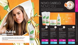 7OILS
**Comusocombinadodochampô,condicionadoremáscara.Confirmadoportestebiofísicosdepentearmolhadoeefeitodequebra
decabeloemcomparaçãocomumchamponeutro,realizadopelaproDERMemjaneirode2018.
***Estudorealizadoem40pessoasconduzidopelaDermatestemdezembrode2017
Nutri-Repair
Champô
novo
aroma
Nutri-Repair
Máscara
novo
aroma
Nutri-Repair
Tratamento leave-in
PROTEÇÃO TÉRMICAPROTEÇÃO
novo
Nutri-Repair
Condicionador
ELASTICIDADEFORTALECIMENTO
•
•
•
	 Suavidade acetinada: 	
	 até 3 x mais fácil de 	
	pentear**
	 Brilho Saudável:
	 mais de 90 % menor 	
	 quebra de cabelo**
	 Aroma Revitalizante:
	 95 % das pessoas 	
	 testadas adoram o aroma***
• Com 60% de gel de aloe
vera e extrato de bambu
orgânico
• Funciona como um protetor
de calor
• Nutre e hidrata o cabelo
• Ideal antes do styling (como
secagem ou alisamento) -
sem enxaguar
20647 | 150 ml
• Com 15% de Aloe Vera Gel e
Nutri Oil Repair Complex de
7 óleos
• Nutre e repara o cabelo em
profundidade, preenche áreas
porosas, restaura a estabilidade
do cabelo e evita a quebra de
cabelo a longo prazo
• Aplique 1-2 vezes por semana
em vez do condicionador
20730 | 200 ml
• Com 15% de Aloe Vera
Gel e Nutri Oil Repair
Complex de 7 óleos
• Nutre e repara o cabelo
por dentro, sem pesar
• Suaviza e sela a superfície
do cabelo
• Para todas as lavagens
de cabelo
20649 | 200 ml
• Com 45% de gel aloe vera
e extrato de bambú orgânico
• Limpa suavemente,
fortalece o cabelo a partir do
exterior e fornece hidratação
ao cabelo e couro cabeludo
• Em todas as lavagens de
cabelo
20648 | 200 ml
Com LR ALOE VIA Cuidado capilar Nutri-Repair, os cabelos secos e danificados são coisas do
passado. O novo sistema de tratamento capilar com uma combinação única de gel de aloe vera
e 7 óleos naturais, fortalece, nutre e repara o cabelo e protege contra a sua quebra. Para uma
sensação de suavidade sedosa, brilho saudável e autoconfiança até as pontas dos cabelos.
NOVO CABELO.
NOVO EU.
novo
O novo sistema Nutri-Repair (Nutri = Nutrir, Repair = Reparar) nutre o
cabelo com uma combinação única de gel natural de aloe vera e
7 óleos preciosos:
ÓLEO DE ARGÃO, ÓLEO DE ABACATE, ÓLEO DE MACADÂMIA,
ÓLEO DE CÔCO, ÓLEO DE OLIVA, LINHAÇA E ÓLEO DE GIRASSOL
De 1 a 15 de julho
11,90€ 9€90
De 15 a 30 de julho
11€90
De 1 a 15 de julho
13,90€ 11€90
De 15 a 30 de julho
13€90
De 1 a 15 de julho
17,50€ 15€50
De 15 a 30 de julho
17€50
De 1 a 15 de julho
13,90€ 11€90
De 15 a 30 de julho
13€90
7 ÓLEOS
PRECIOSOS
NOVIDADE
54
 