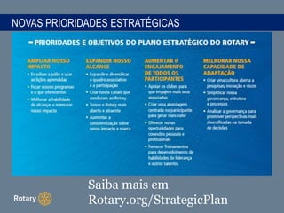 NOVAS PRIORIDADES ESTRATÉGICAS
Saiba mais em
Rotary.org/StrategicPlan
 