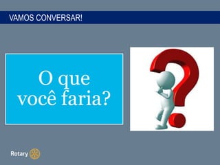 VAMOS CONVERSAR!
O que
você faria?
 