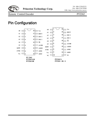 Electrónica: PT2262 Codificador de control remoto (Datasheet) | PDF
