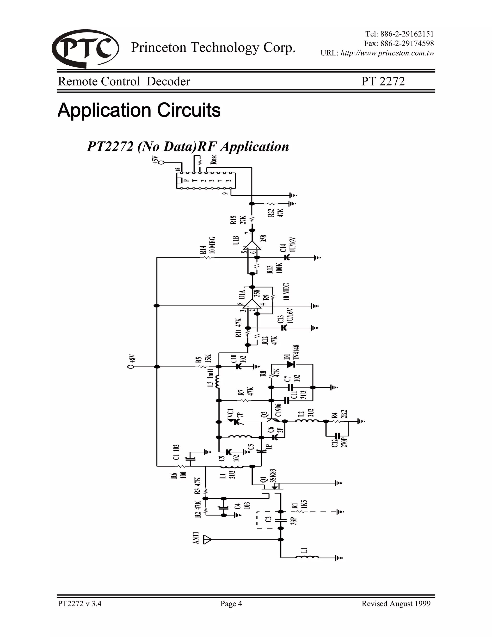 Electrónica: PT2272 Decodificador de control remoto (Datasheet) | PDF