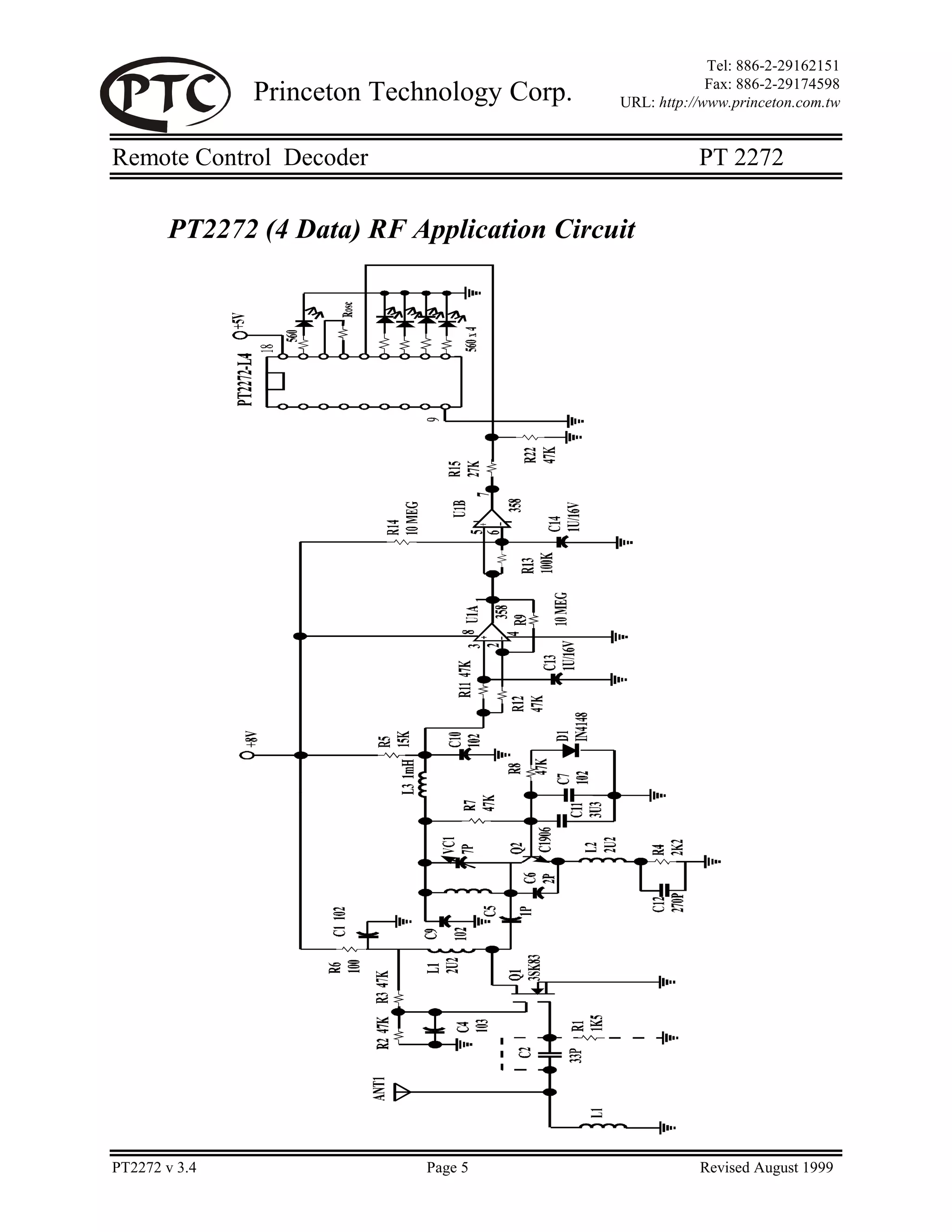 Electrónica: PT2272 Decodificador de control remoto (Datasheet) | PDF