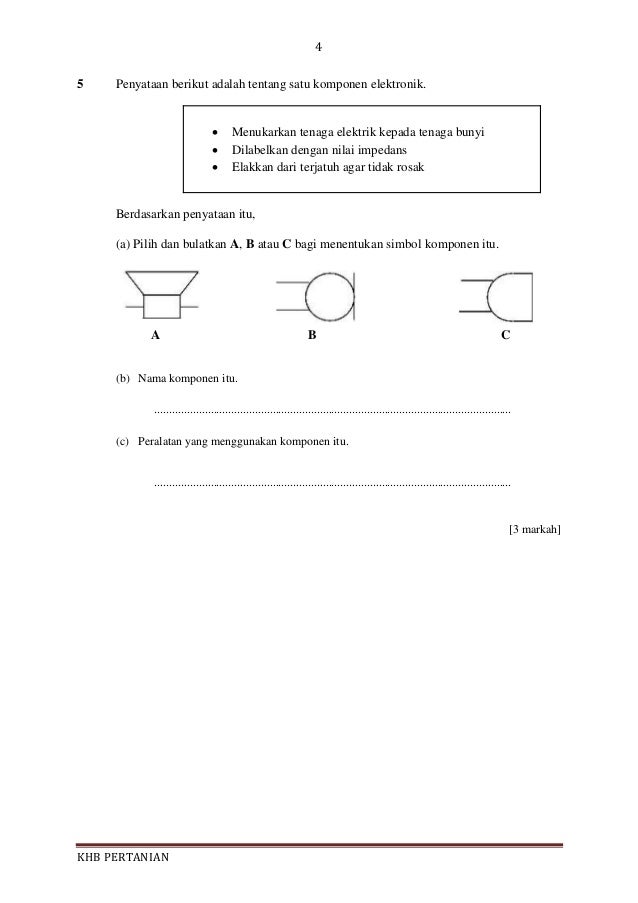 Soalan Pentaksiran Tingkatan 3 (PT3) Kemahiran Hidup 