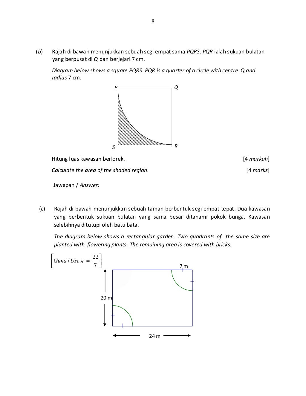 Contoh Instrumen/Item Pentaksiran Tingkatan 3 Matematik