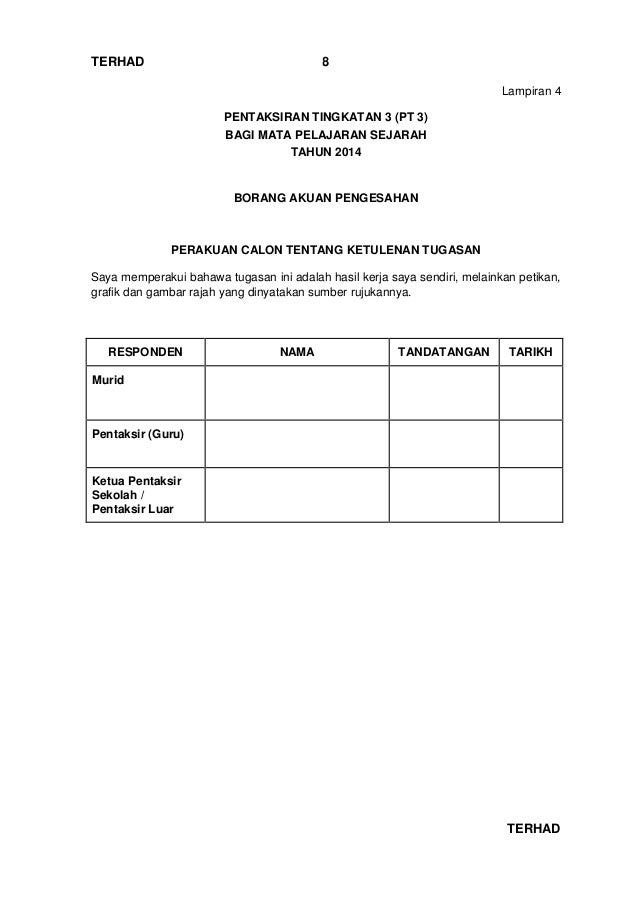 PT3 2014 Sejarah (Arahan Calon)