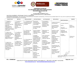 COMPONENTE DE GESTIÓN 
IE LA MILAGROSA SEDE SANTO TOMÁS DE AQUINO 
INCLUSIÓN DEL PTA EN EL PMI 
2013 
PTA – EVIDENCIAS Página No. 1 de 1 
Calle 43 No. 57-14 Centro Administrativo Nacional, CAN, Bogotá, D.C. – PBX: (057) (1) 222 2800 - Fax 222 4953 
www.mineducacion.gov.co – atencionalciudadano@mineducacion.gov.co 
