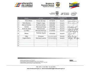 Calle 43 No. 57-14 Centro Administrativo Nacional, CAN, Bogotá, D.C.
                 PBX: (057) (1) 222 2800 - Fax 222 4953
www.mineducacion.gov.co - atencionalciudadano@mineducacion.gov.co
 