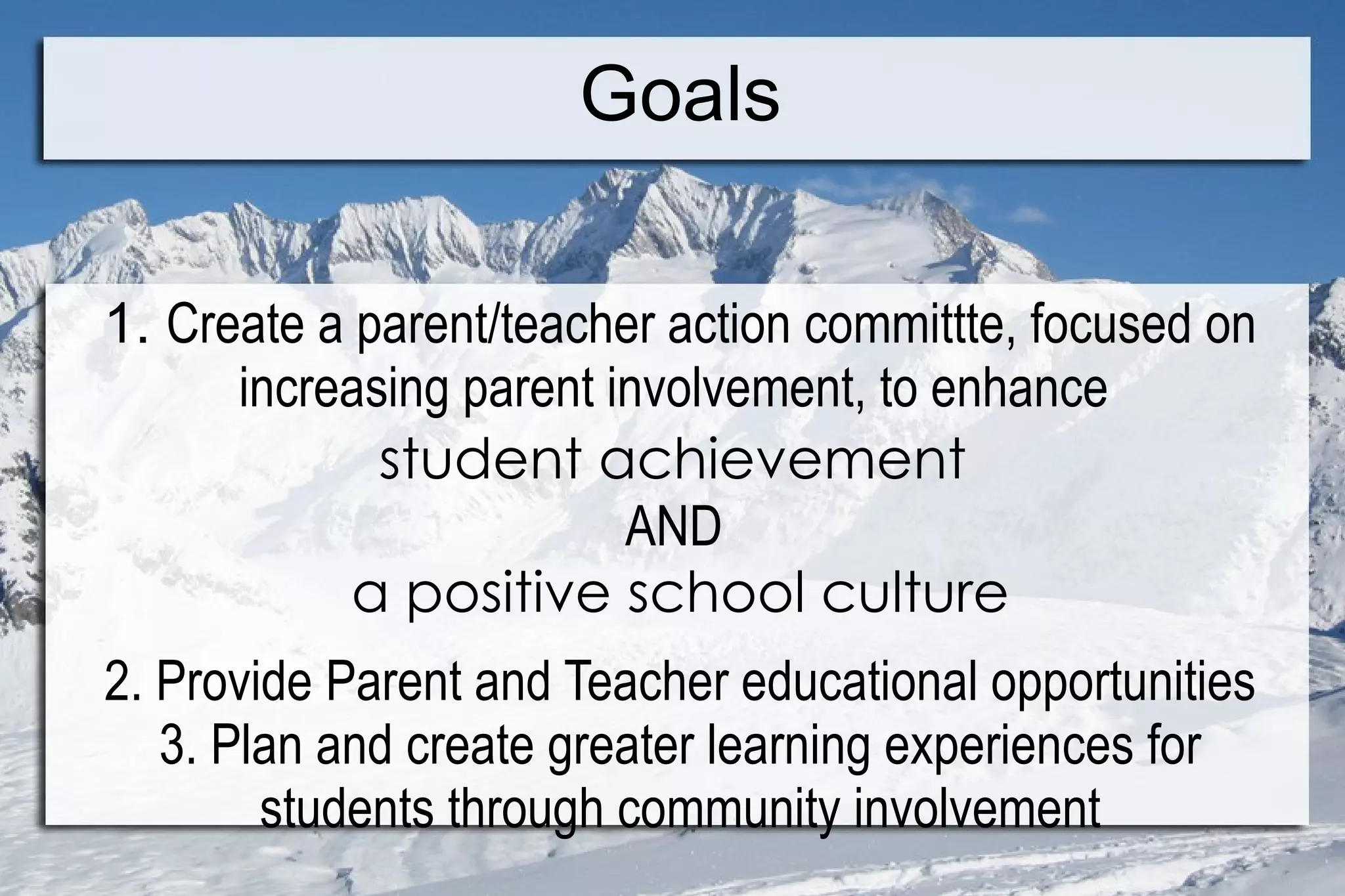 Needs We have a  treasure trove  of human talent  buried  within our school community ! - teachers & staff   - parents   -students   -community members WE MUST USE THEM! 