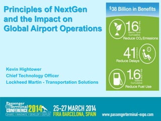 Principles of NextGen
and the Impact on
Global Airport Operations
Kevin Hightower
Chief Technology Officer
Lockheed Martin - Transportation Solutions
 